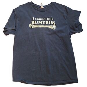 Gildan Graphic Tee Women Small Black Excellent I Found This Humerus Bone Pun